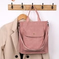 thumbnail image 5 of Stylago Women's Corduroy Tote Bags with Detachable Strap Crossbody Shoulder Purse Button External Pocket Zipper Shopping Handbag Pink, 5 of 6