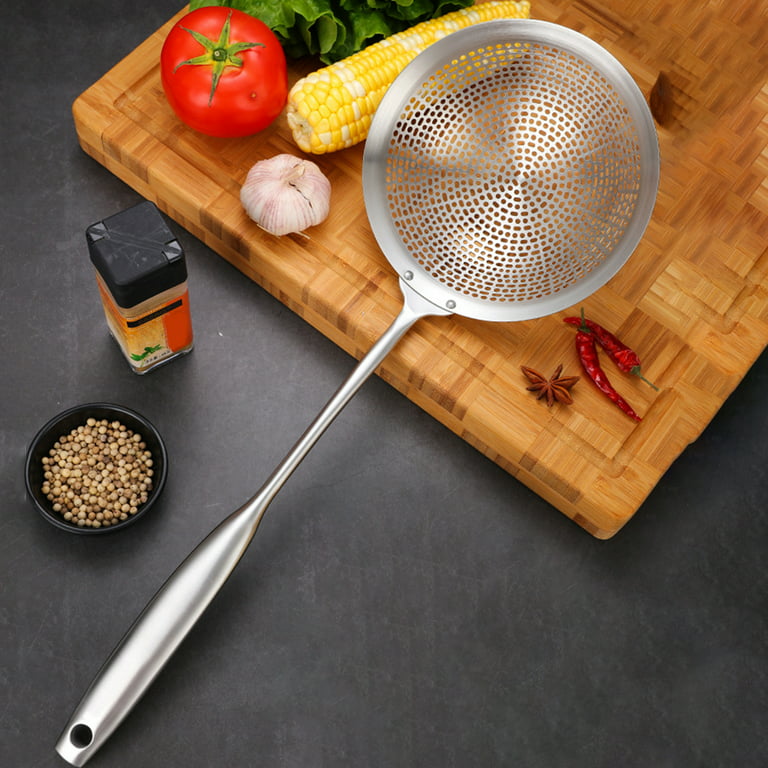 Extra Large Kitchen Strainer Skimmer With Sturdy Wood Handle - 304