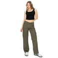 thumbnail image 4 of CALI1850 Women's Comfortable Casual Low Rise Relaxed Fit Daily Low Rise Relaxed Fit Cargo Pants Olive 1, 4 of 7