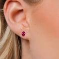 thumbnail image 3 of Gem Stone King 10K Yellow Gold Red Ruby Stud Earrings for Women Men (1.20 Cttw, Gemstone July Birthstone, Oval 6X4MM), 3 of 6