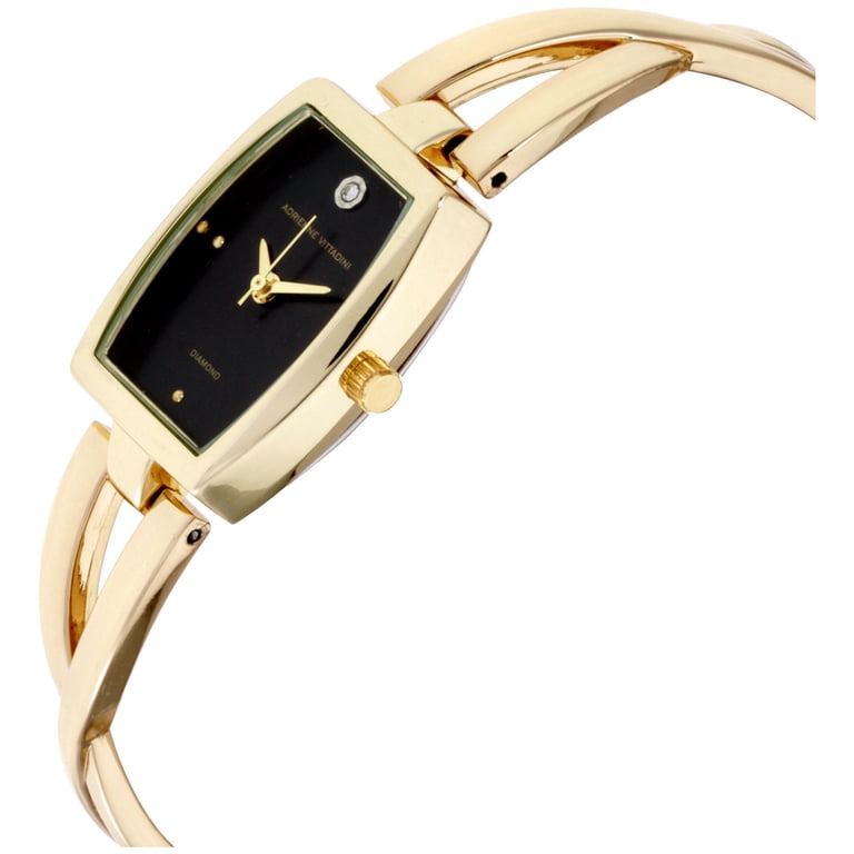 Adrienne Vittadini Diamond Dial Black Dial and Gold Tone  display picture 2