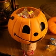 thumbnail image 2 of Halloween LED Light Plastic Pumpkins Plastic Candy Jars with Lid Trick or Treat Pumpkin Bucket Pumpkin Candy Bags Plastic Pumpkins for Candy Orange Performance Props with Cover, 2 of 6