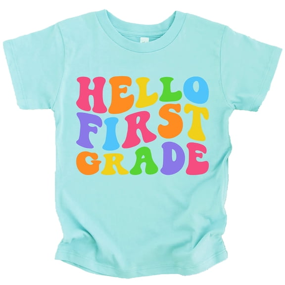 Hello 1st Grade Back to School Gift 1st Day of School Wavy Shirts Chill Shirt Youth Medium