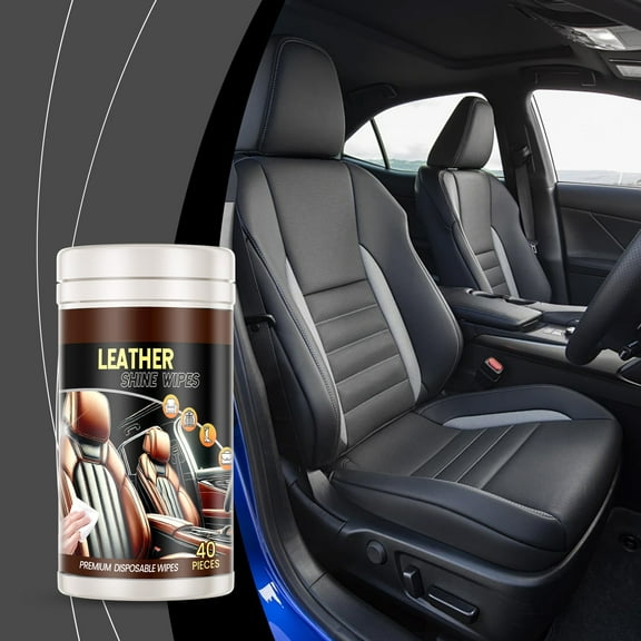 Car Leather Cleaning Wipes 40 Count, Effective Gloss Maintenance, Quick Dirt Removal, Car Interior Leather Cleaner, Portable, Non-Damaging, Ideal for Car Seats, Dashboard & Upholstery