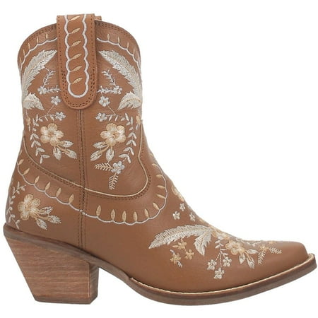 

Dingo Womens Primrose Embroidered Floral Snip Toe Casual Boots Ankle Mid Heel 2-3