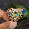 thumbnail image 2 of Natural Spiny Oyster Gemstone Handmade Copper Wire Wrap Ring Size 8.5, 2 of 4
