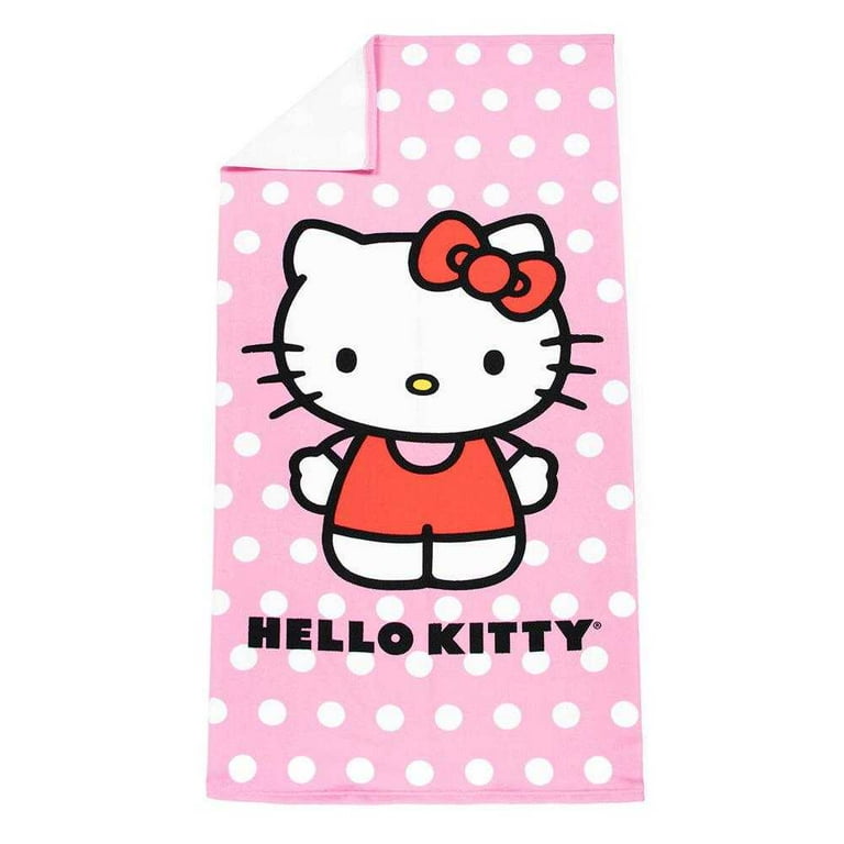 Hello Kitty ビーチタオル Sanrio Hello Kitty Pink Polka Dots Beach Bath Pool Towel for
