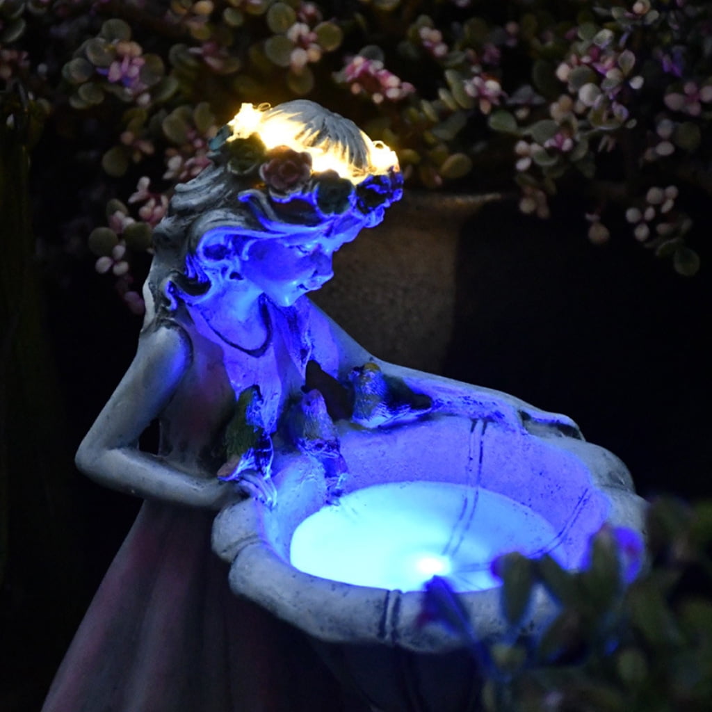 Garden Fairy Angel Statue Resin Craft Landscaping Figurine Sculpture with Solar LED Light Outdoor Decorations