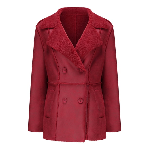 Chaquetas y abrigos casuales de manga larga sin capucha para mujer, chaqueta de gamuza con solapa y bolsillo informal con botones, sudaderas de manga larga, abrigos casuales para mujer