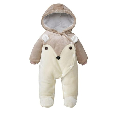 

Bjutir Toddler Boys Girls Bodysuits One-Pieces Autumn Winter Thickened Warm Fuzzy Baby Out Wbaby Cotton Winter Clothes Childrens Crawling Clothes Khaki 0-2 Months