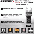 thumbnail image 2 of Arrow OSC302-2 Titanium Coated Carbide Enhanced Oscillating Multitool Saw Blades for Wood, Drywall, PVC, and Metal, Universal, Fits Most Multitools, 1-3/8 Inch, 2-Pack, 2 of 3