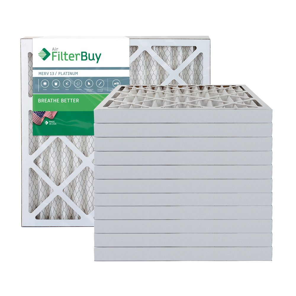 FilterBuy 20x20x2 MERV 13 Pleated AC Furnace Air Filter, (Pack of 12