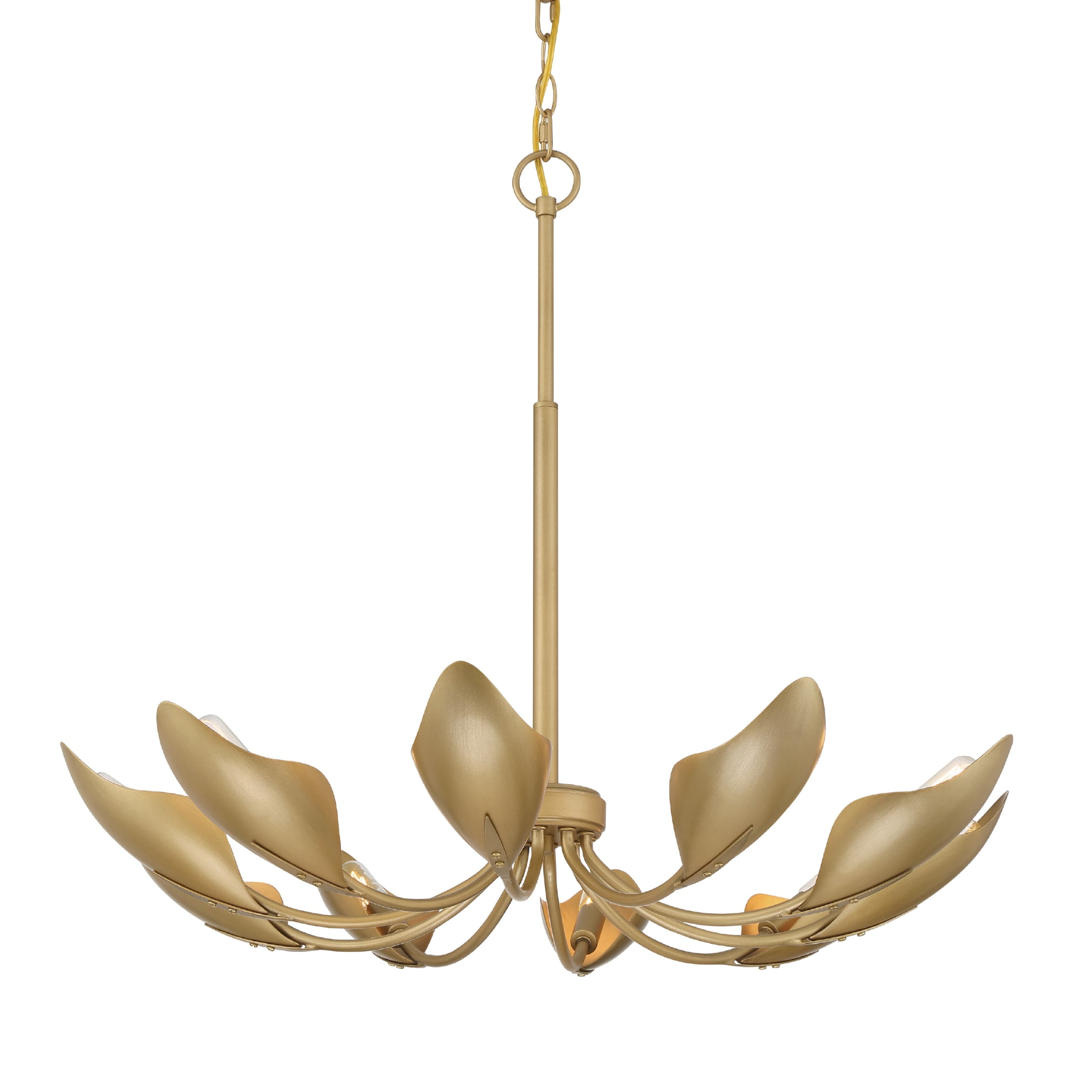 Hunter - Juneway 10-light Luxe Gold, Large Chandelier, Dimmable, Transitional Style, Candle Shaped, for Bedrooms, Dining, Living Rooms - 48223