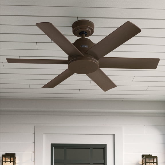 Hunter 44 inch Kennicott Matte Bronze Damp Rated Ceiling Fan and Wall Control