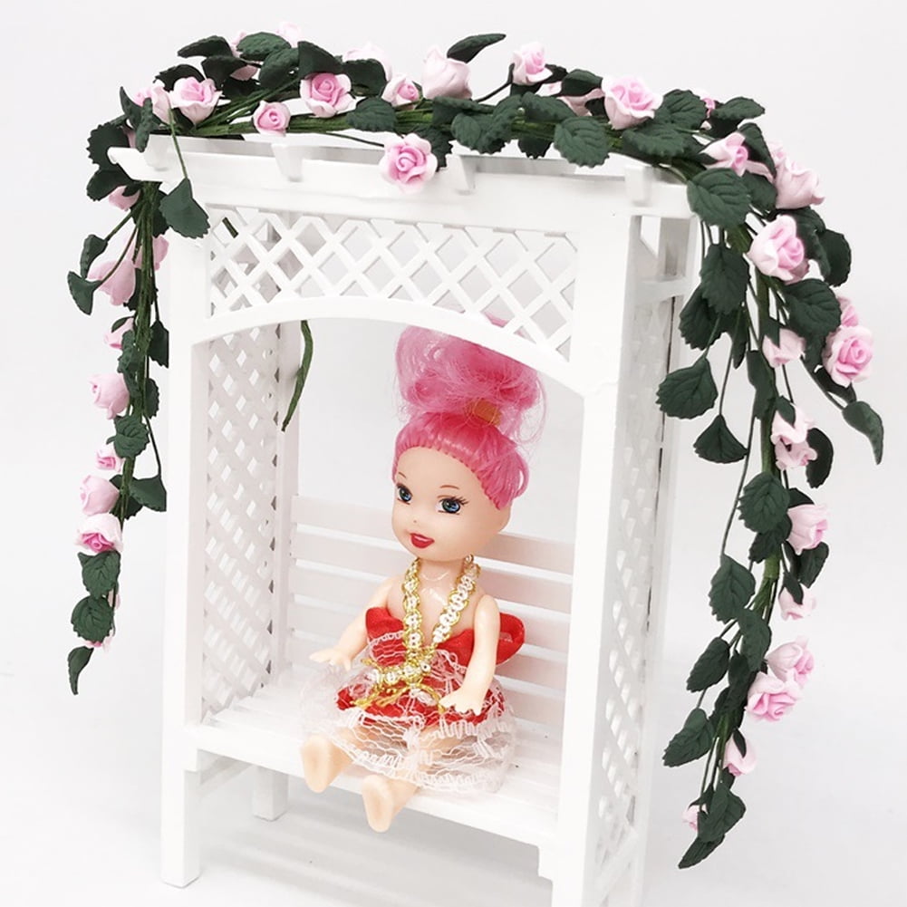 Details about   1:12 Mini Dollhouse Garden Scene Rose String Easel Swing Decorative Long Bouquet 