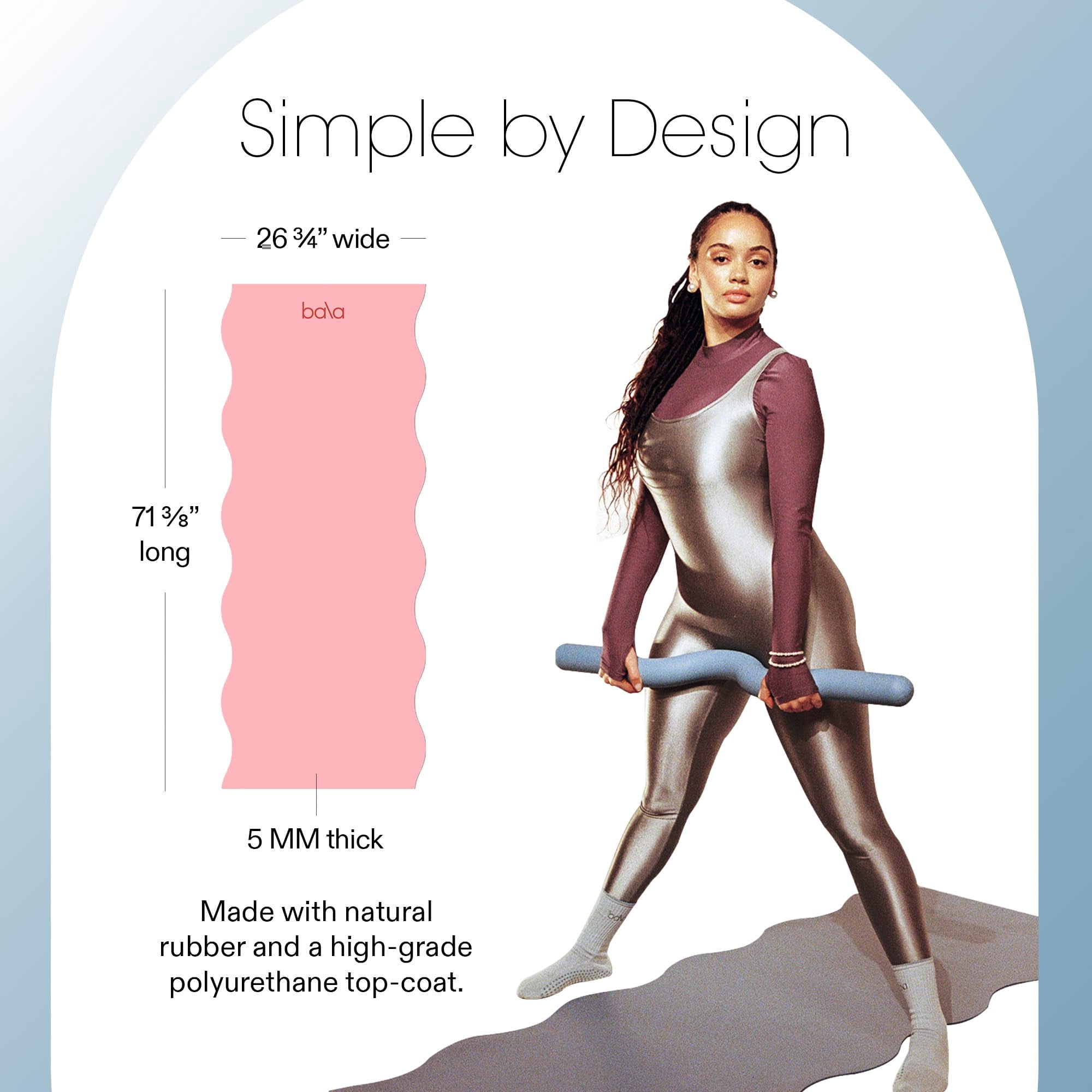 Bala Yoga Mat for Home Gym, 5mm (Blush) - Non Slip Exercise Mat for Home Workout, Stretching