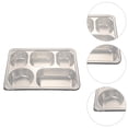 thumbnail image 3 of 1 Pce Assiette Compartimentée en Acier Inoxydable Rectangulaire à 5 Sections Plateau de Service pour Aliments, 3 of 8