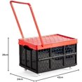 thumbnail image 4 of Foldable Storage Bins with Lids Plastic Collapsible Storage Box Portable Stackable Grocery Books Container Folding Latching Storage Crate with Removable Pulley and Pull Rod (Pink  M), 4 of 4
