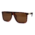 thumbnail image 3 of Polarized Mens Hipster Mob Flat Top Horn Rim Sunglasses Matte Tortoise Brown, 3 of 4