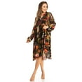 thumbnail image 4 of Sakkas Jules Women's Boho Long Sleeve Split Neck Floral Midi Dress Loose Cocktail - 579-Black - L/XL, 4 of 5