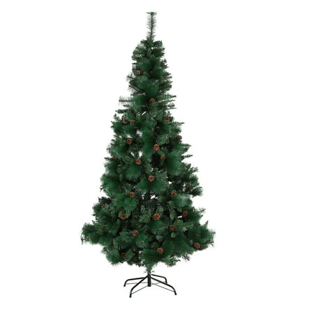 Festnight 7' Deluxe PVC Christmas Tree With Pinecone Auto Spruce Solid Metal Stand 1000 Tips Full Tree Best Choice Products National