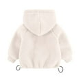 thumbnail image 3 of WhouRiu Toddler Boy Coat Thickened Warm Full Zip Long Sleeved Hooded Coats Winter Soft Cozy Jackets White,Sized 3-4, 3 of 4