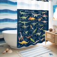 thumbnail image 5 of No Hook Shower Curtain, Blue Dinosaur Shower Curtains for Bathroom with See Through Top Window, Vintage Letters Farm Animals Waterproof & Washable Bath Curtain Extra Long 72"x84", 5 of 9