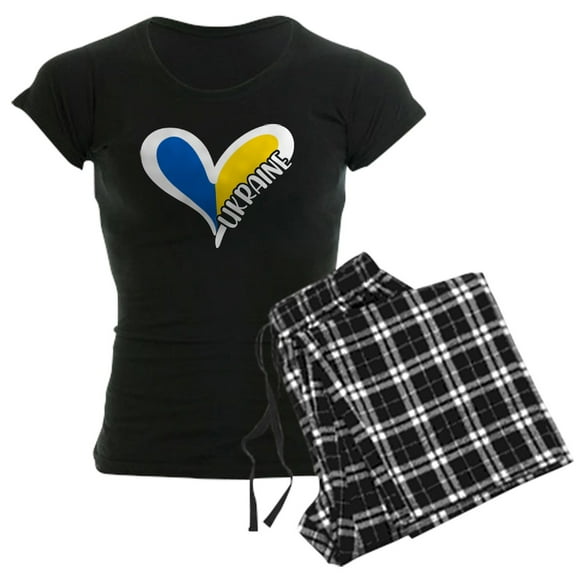 CafePress - Love Ukraine Heart Pajamas - Women's Short Sleeve Print T-Shirt and Pants Dark Cotton Pajama Set