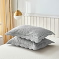 thumbnail image 2 of MarCielo  2-Piece 100% Cotton Embroidered Quilted Pillow Shams Noble Grey - King, 2 of 5