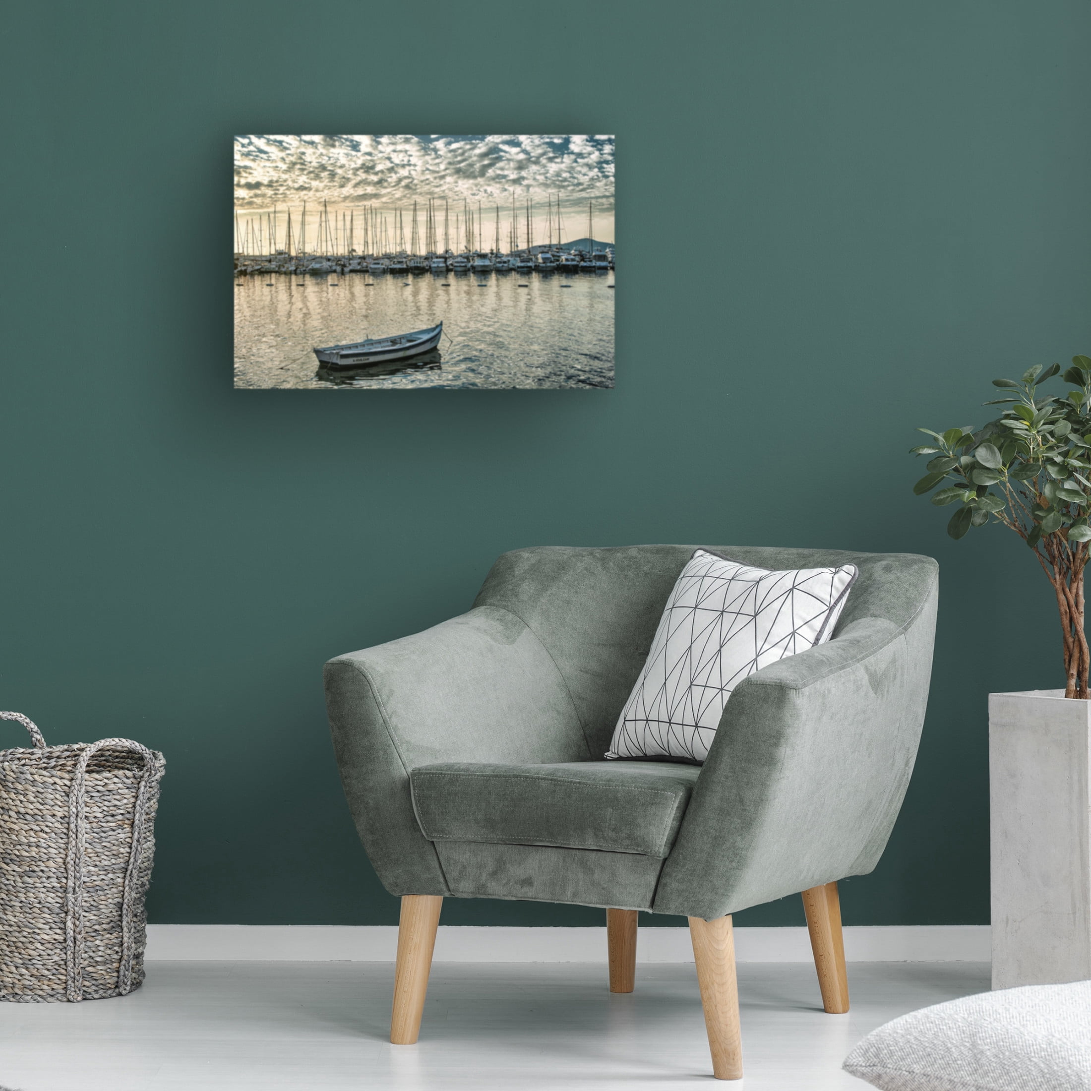 Canvas Wall Art - Yury A Melnikov 'Marina At Sunrise' Wall Art for Living Room, Bedroom, or Office Décor by Trademark Fine Art - 32 x 22 Inches