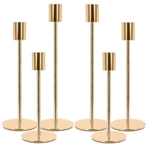 HIDAWN Metal Gold Taper Candle Holders, 6 Pack Candlestick Holders Set for Wedding, Dinning, Party
