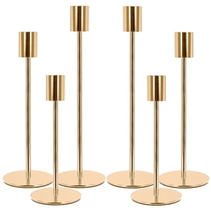 Hidawn Gold Metal Taper Candlestick Holders, 6-Pack