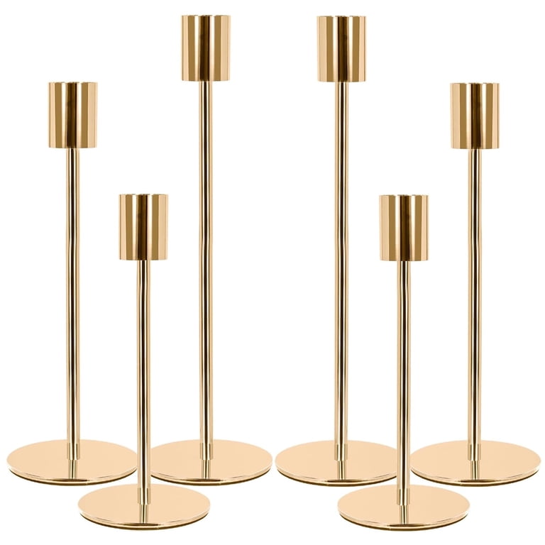 Hidawn Gold Metal Taper Candlestick Holders, 6-Pack photo 1