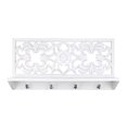 thumbnail image 6 of American Art Decor Hand-Carved Wall Shelf and Coat Rack, White - 12" H x 24" L x 4.5" D, 6 of 6