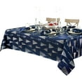 thumbnail image 3 of Newbridge Navy Blue and Silver Fancy Metallic Christmas Trees 52 x 52 inch Square Fabric Tablecloth, 3 of 8