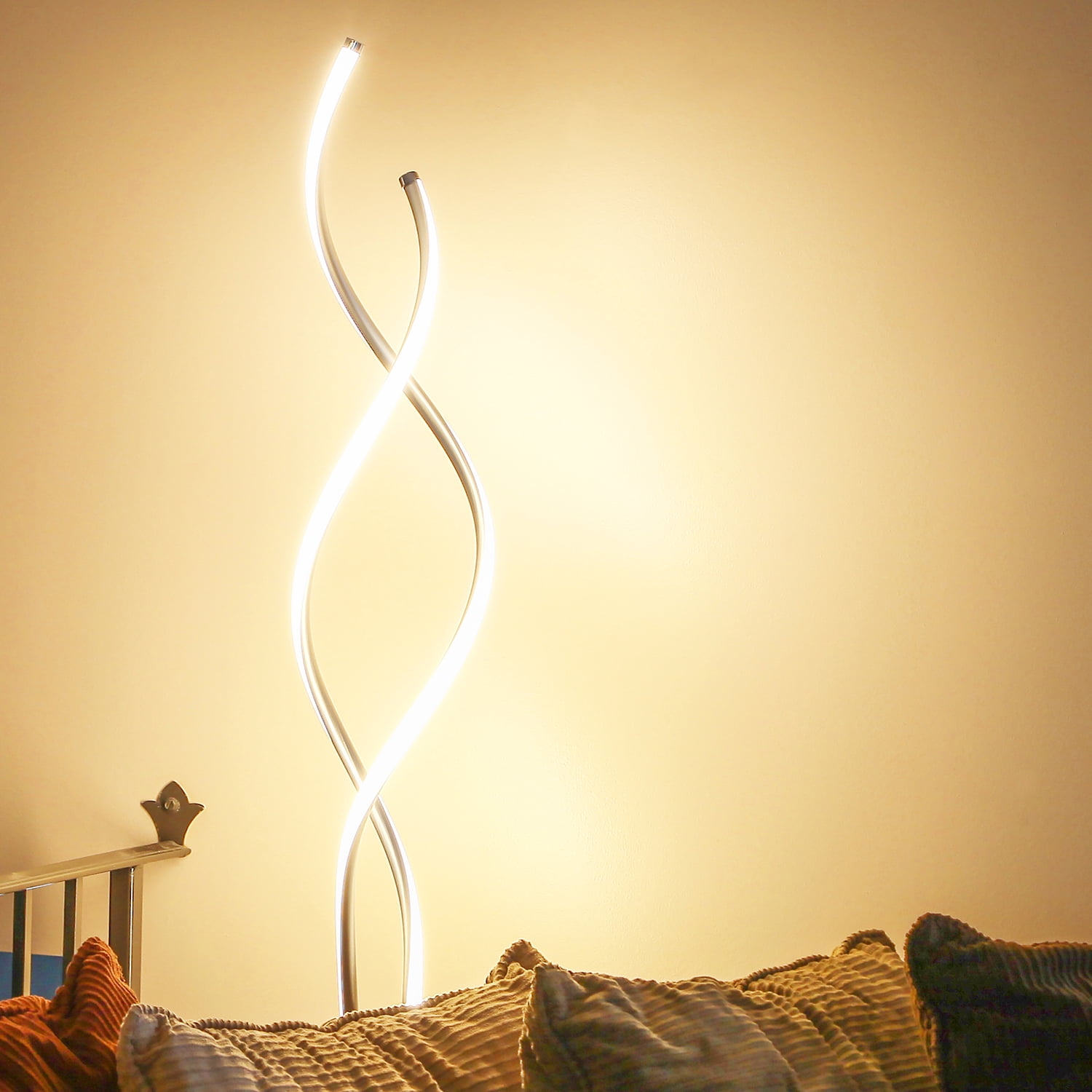 Brightech Embrace 60 in. Platinum Silver Industrial LED Super Bright Floor Lamp with Built-In 3-Way Dimmer Function