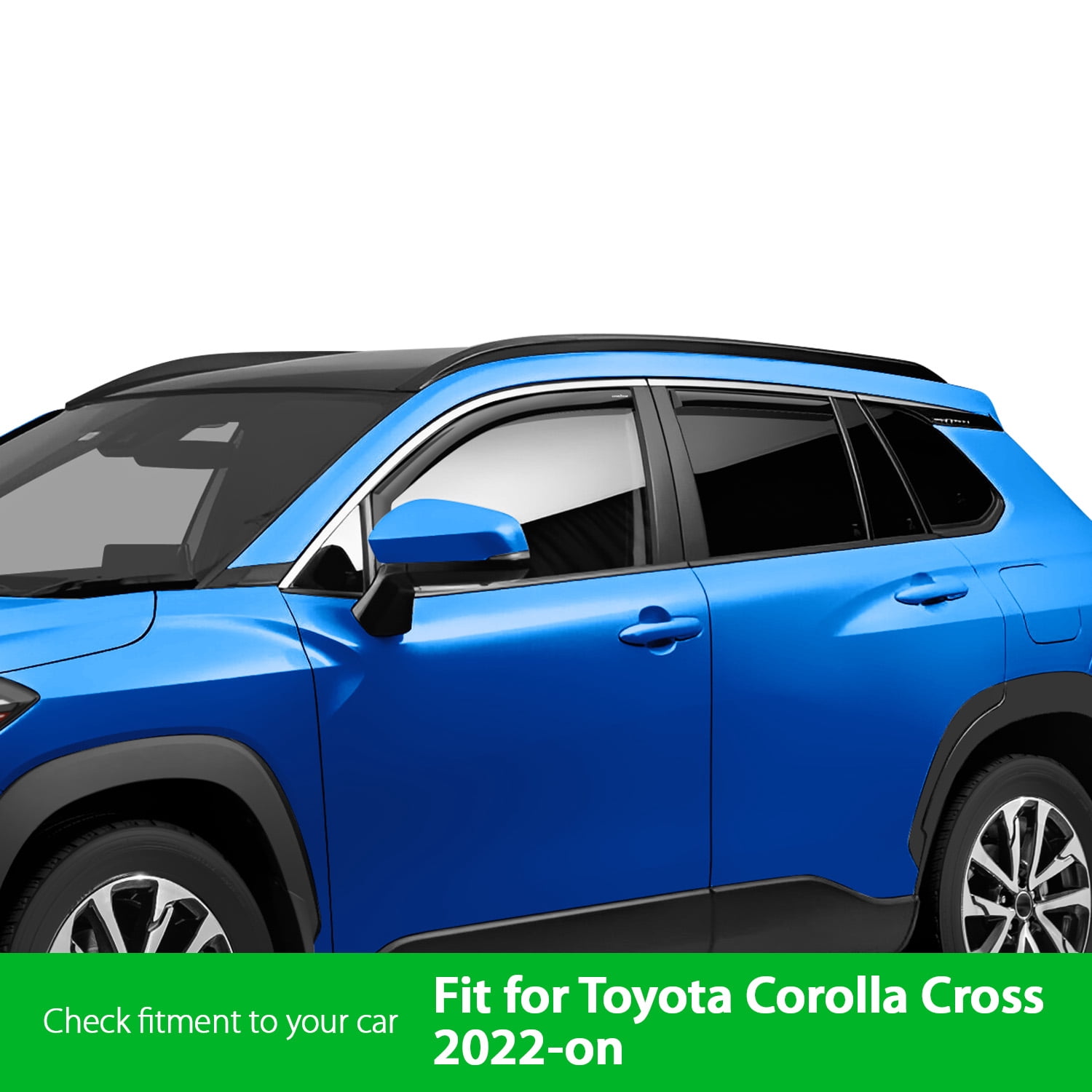 Goodyear Shatterproof In-Channel Window Deflectors for Toyota Corolla Cross 2022-2024, Rain Guards, Window Visors for Cars, Vent Deflector, Car Accessories, 4 pcs - GY007895