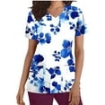 thumbnail image 2 of Gamivast Scrubs for Women Bold Floral Print V-Neck Short Sleeve Nursing Scrubs Pocket Moisture Wicking Quick-Dry Scrub Shirts Healthcare Workwear, 2 of 5