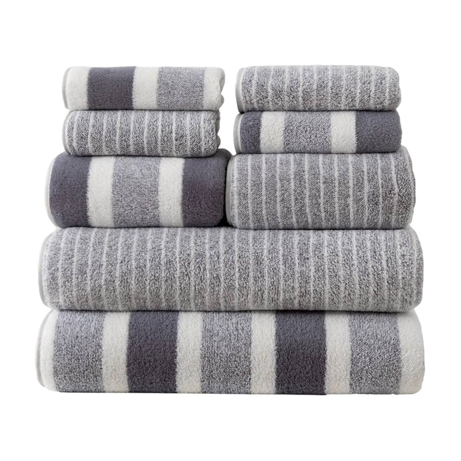 8 Piece Striped Towel Set Absorbent Bathroom Towels 2 Bath Towels 2 Hand Towels 4 Towels Home Bathroom Hotel and Spa Salon Towels Bathroom Supplies 37X27X16cm Home Decor