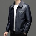 thumbnail image 4 of Abrigo de invierno de cuero para hombre, chaqueta con cuello de piel de cordero desmontable y solapa, para ocio y abrigado, 4 of 4