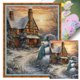 thumbnail image 1 of Hilo Algodón Bordado 11CT Casas Muñeco Nieve Navidad Punto Cruz 45x60cm, 1 of 9
