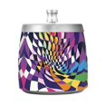 thumbnail image 7 of Yayeee Ashtray with Lid for Cigarette Smokeless Stainless Steel Home Ash Holder, Purple Wavy Plaid, 7 of 7