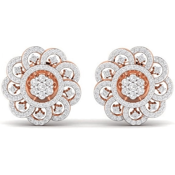 1.42Ct Round Cut White Diamond For Women's Stud Earring 14K Rose Gold Plated