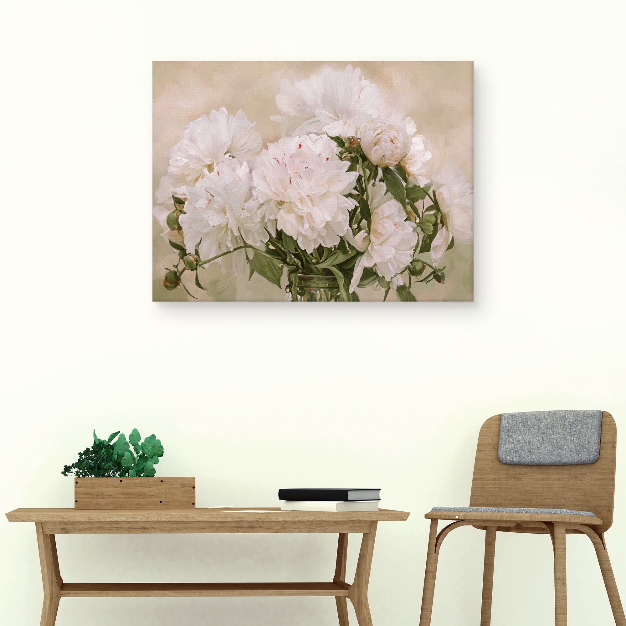 Peonies Blanc by Studio Arts Canvas Art Print