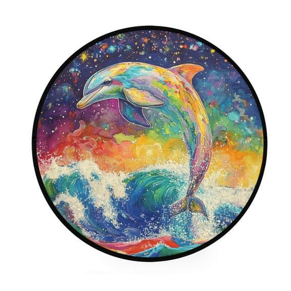 BZSMCE Round Decorative Floor Mat Cosmic Splash Pattern 36.2IN