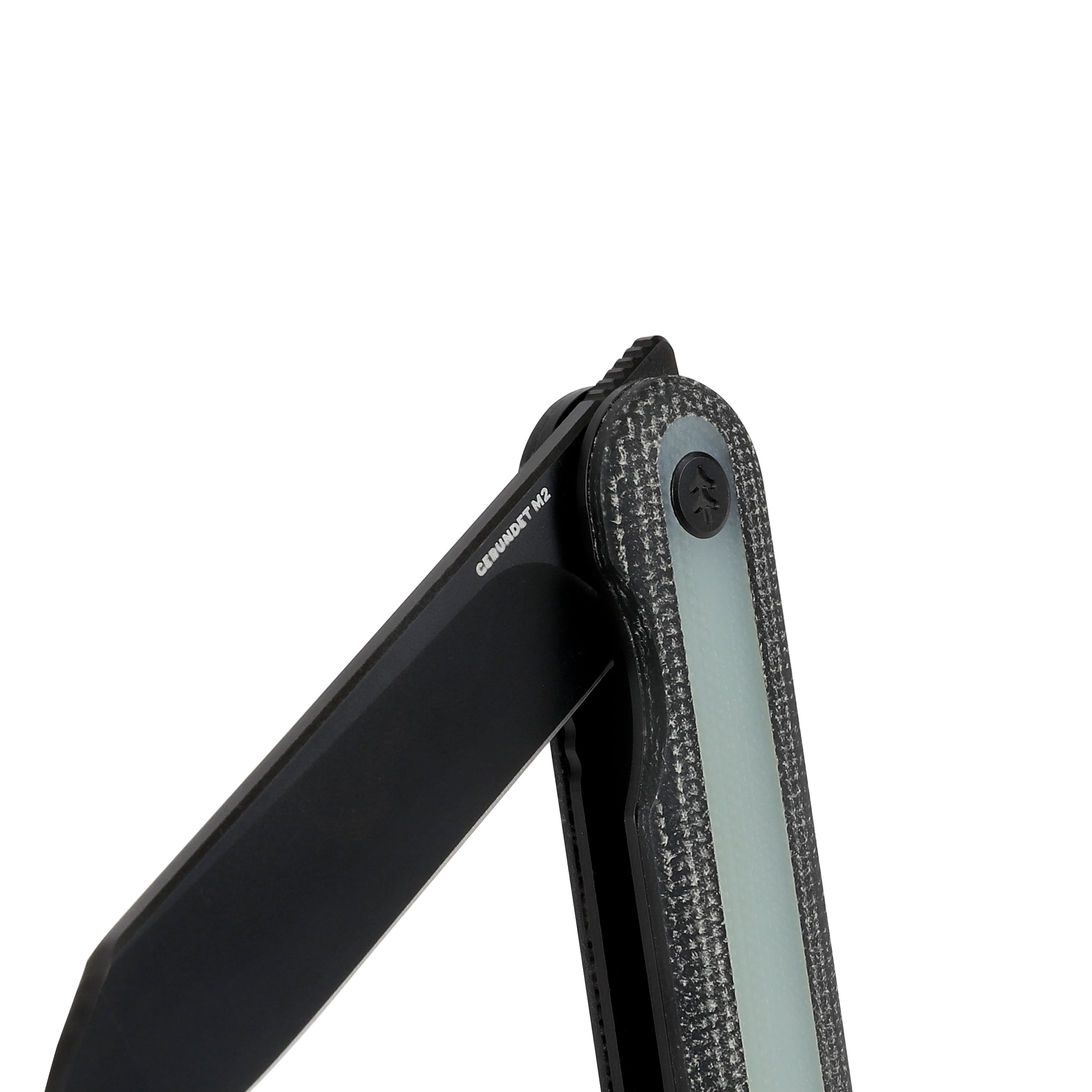 Swiss Tech GERUNDET M2 Black Micarta Folding Knife, Jade G-10 Inlay, 14C28N Steel
