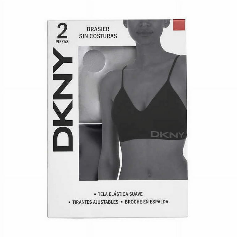 DKNY Seamless Bralette 2-Pack Womens black aluminum-gray Size L 