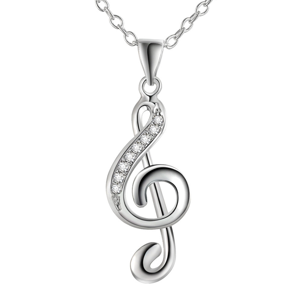 singing teacher gift orchestra choir musician band silver music note charm necklace