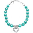 thumbnail image 2 of Heart and Pearl Necklace Aqua Lg (10-12), 2 of 2
