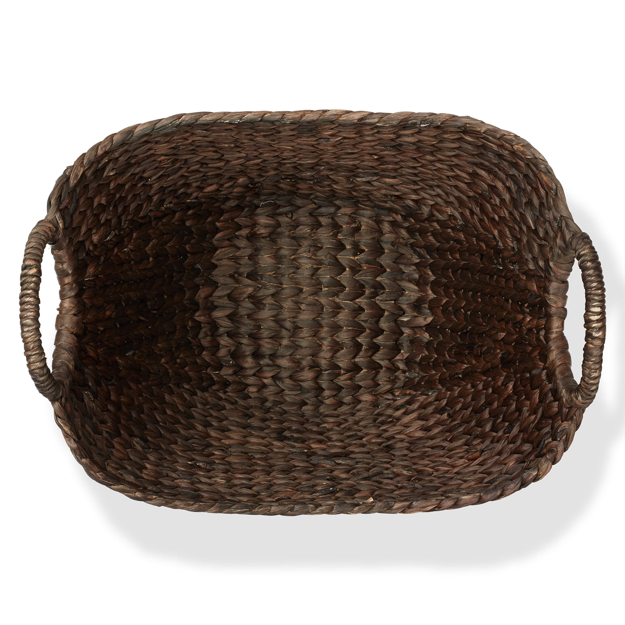 Casafield Large Laundry Boat Basket with Handles - Espresso, Woven Water Hyacinth Storage Tote for Blankets, Bathroom, Bedroom, Living Room